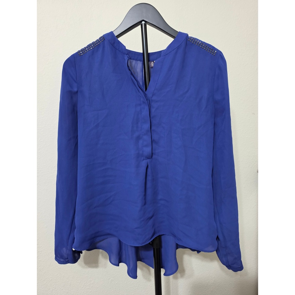 Jennifer Lopez Royal Blue Studded Shoulder High Low Blouse Small